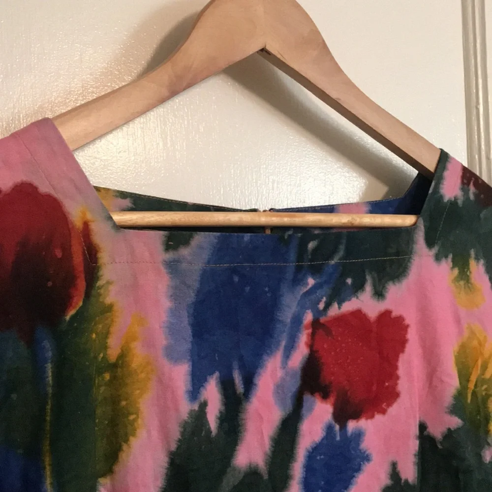 Abstract Floral Midi Dress in Pink, Blue & Green - Picture 4 of 12